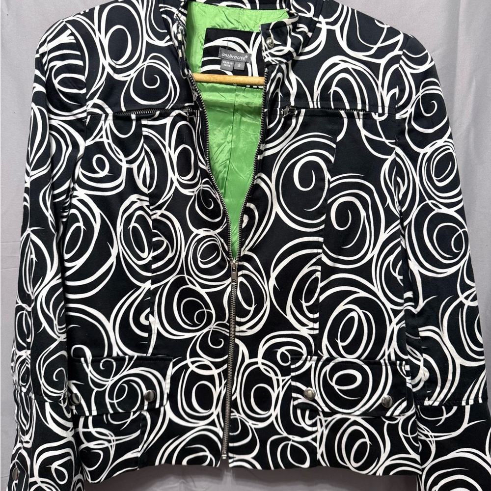 Elegant Black and White Swirl Jacket